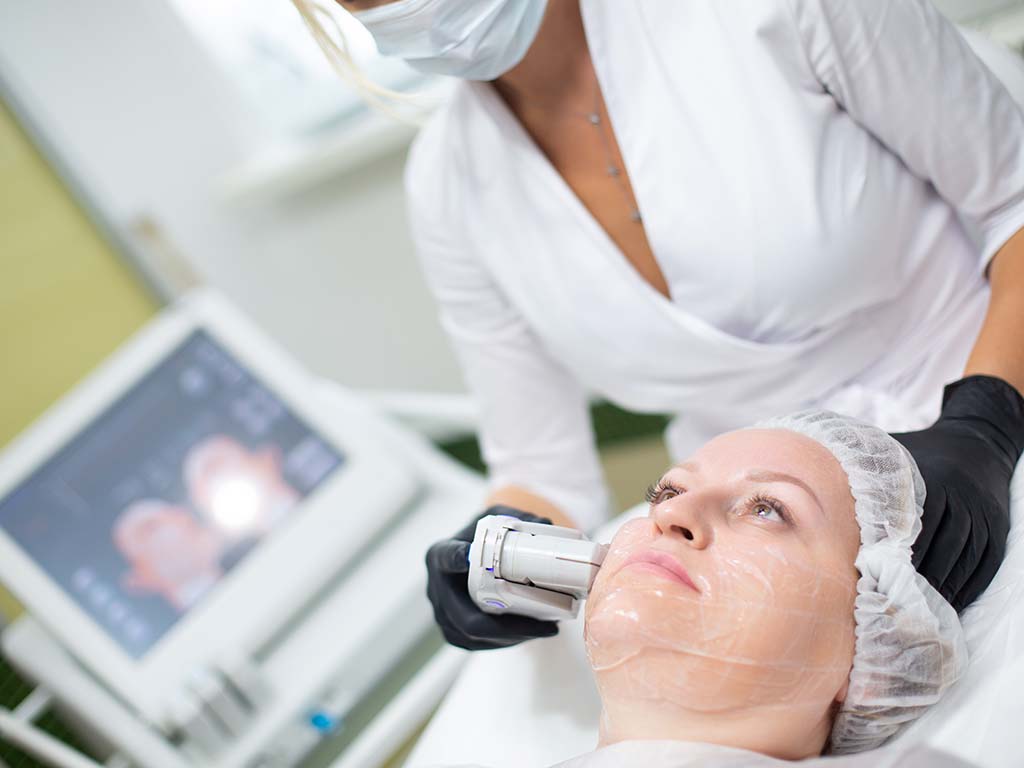 Patient preparing for a mini facelift, a procedure that only lifts the lower half of the face.