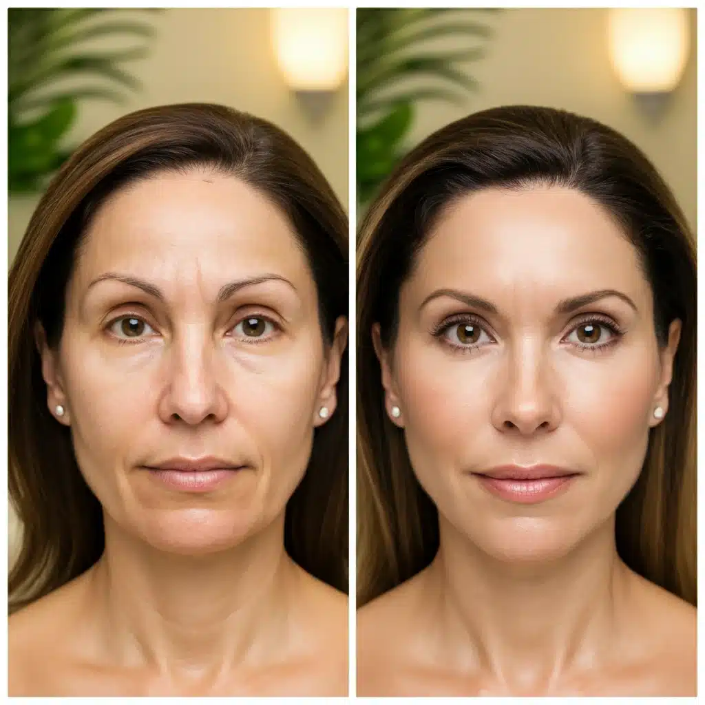 Results of non-surgical facelift with Botox in Honolulu. Injectable filler used to remove Crows feet and reduce the signs of aging.